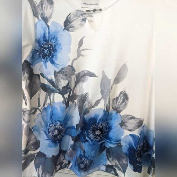 Alfred Dunner Floral Print Sparkle Shirt - Picture 8 of 8